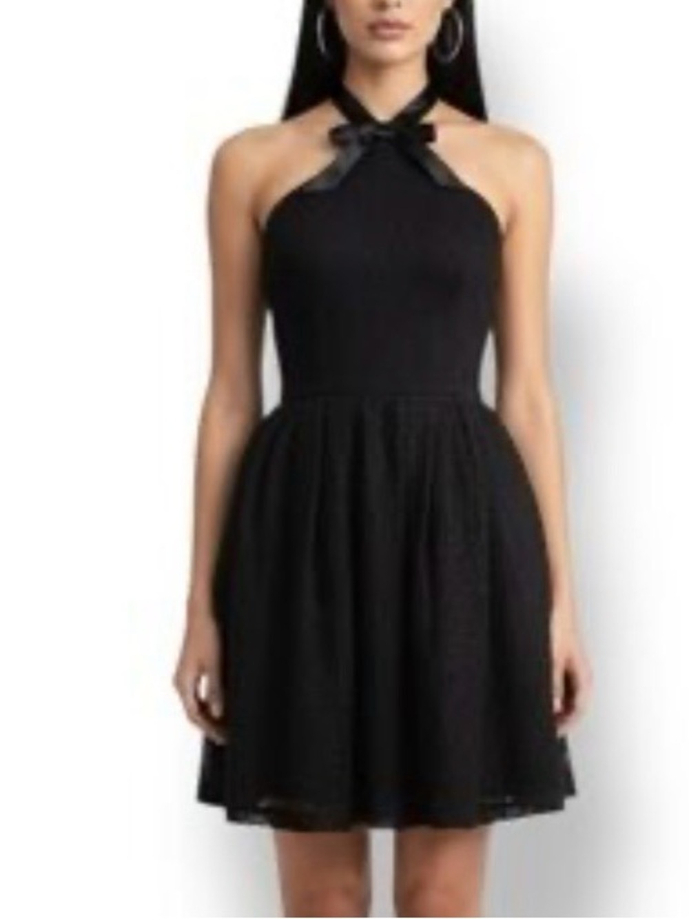 Rodarte Black Lace Bow Halter Dress